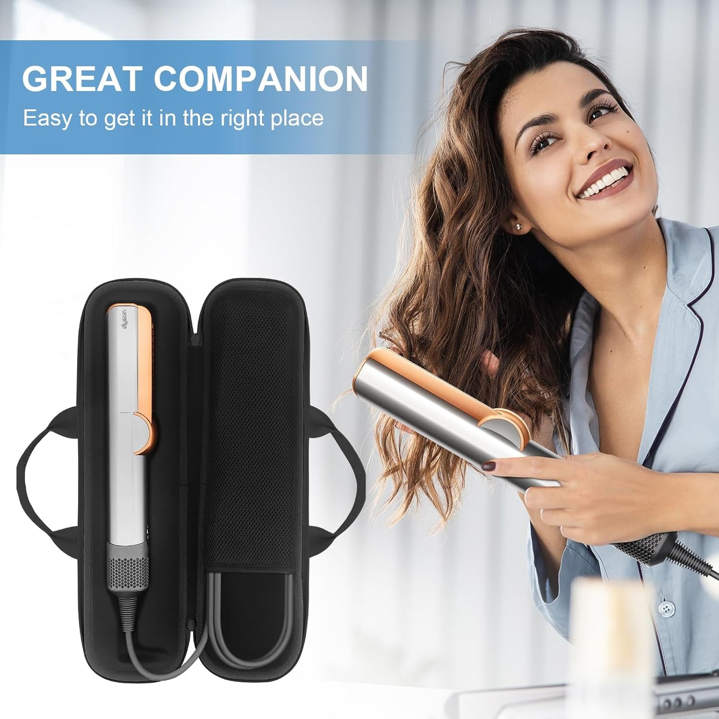 Buwico Estuche rígido de viaje para plancha de pelo Dyson Airstrait...