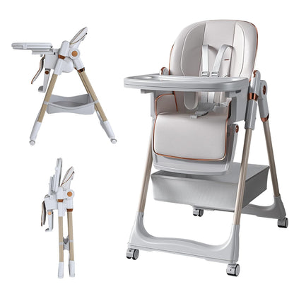 SmartEdge Silla alta para bebé 3 en 1 con ruedas, sillas altas pleg...