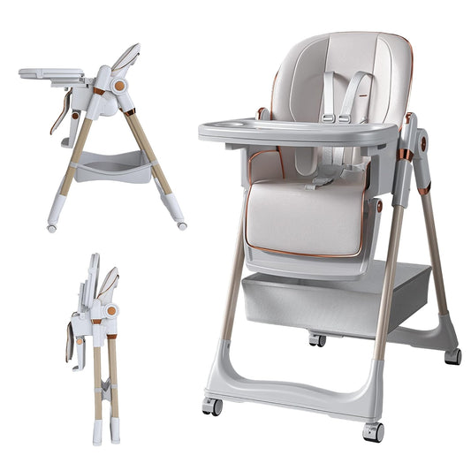SmartEdge Silla alta para bebé 3 en 1 con ruedas, sillas altas pleg...