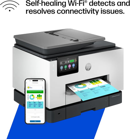 HP OfficeJet Pro 9135e Impresora inalámbrica todo en uno a color por inyección de tinta, imprime, escanea, copia, fax, ADF, impresión a doble cara ideal para la oficina, prueba de 3 meses de tinta