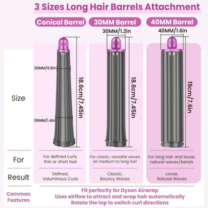 PUREGUST Accesorio cónico de barriles de pelo largo compatible con...