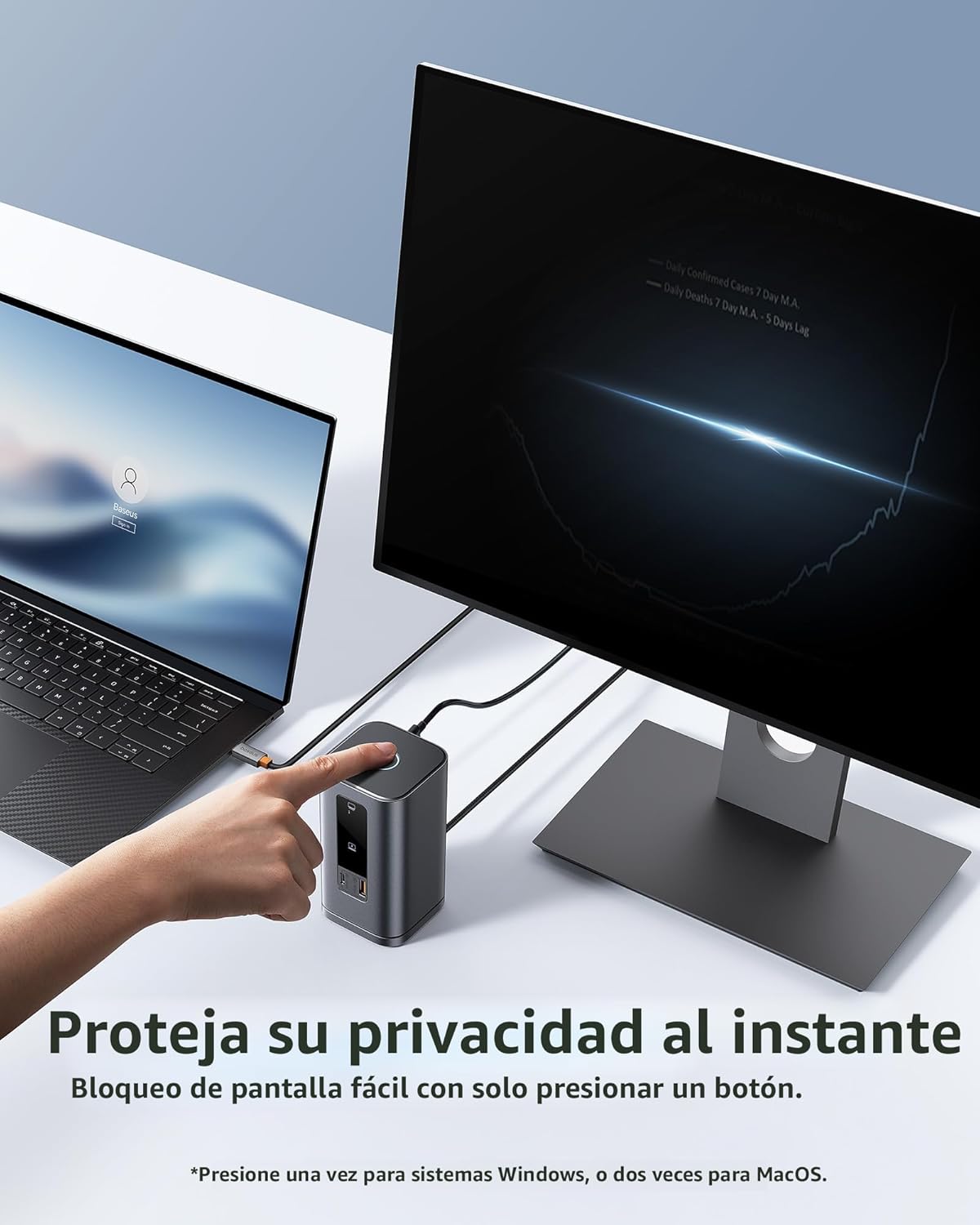 Baseus Estación de acoplamiento, Spacemate(Win) 11 en 1, pantalla triple, HDMI y DP 4K, puertos USB A/C de 10 Gbps, Gigabit Ethernet, 100 W PD, audio, estación de acoplamiento para laptop para Windows