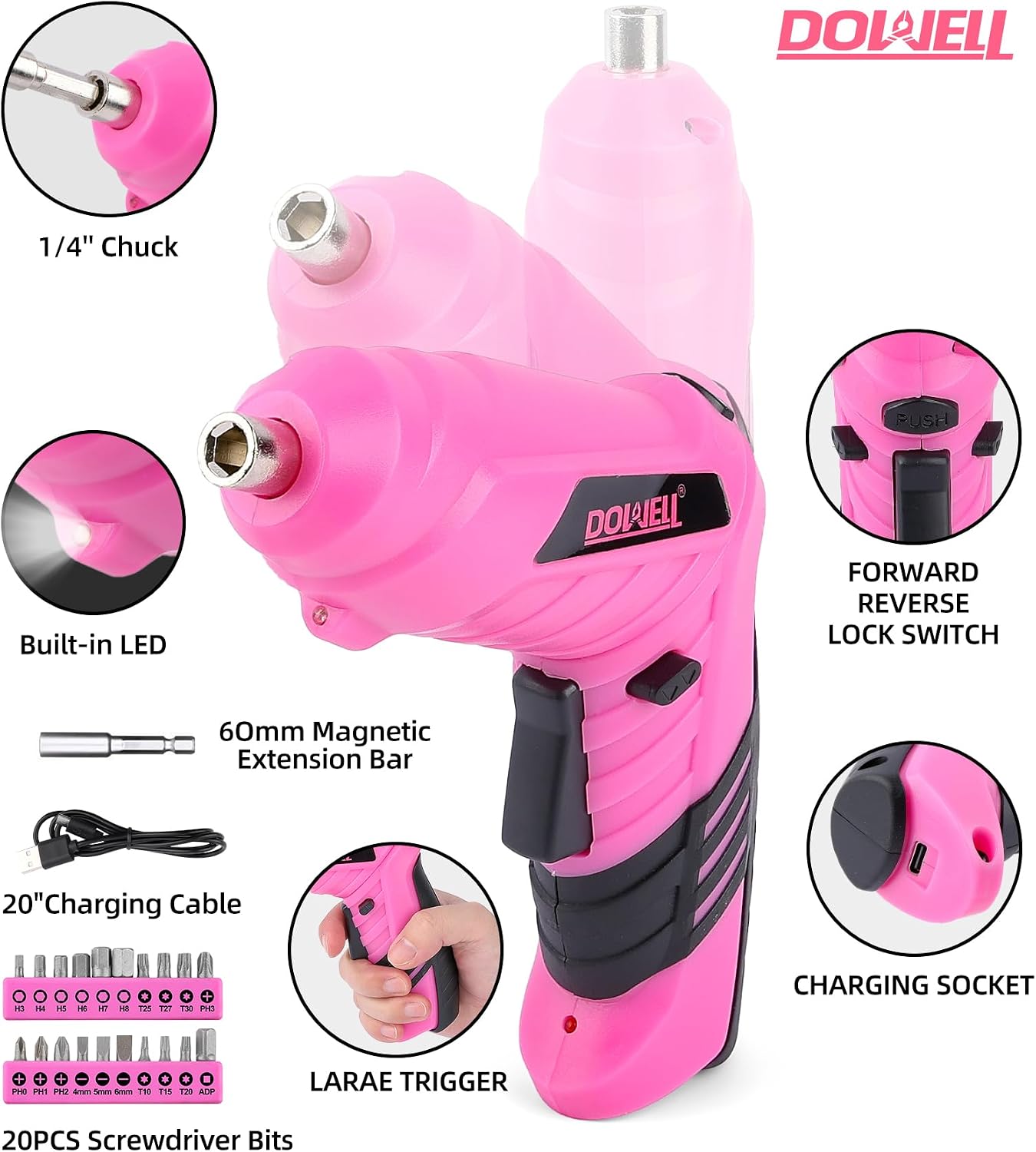 Juego de herramientas de 143 piezas rosa para propietario de casa c...