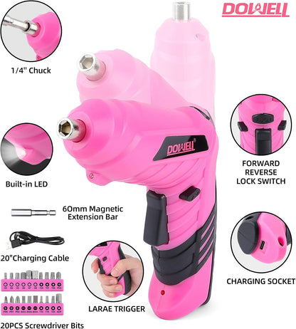 Juego de herramientas de 143 piezas rosa para propietario de casa c...