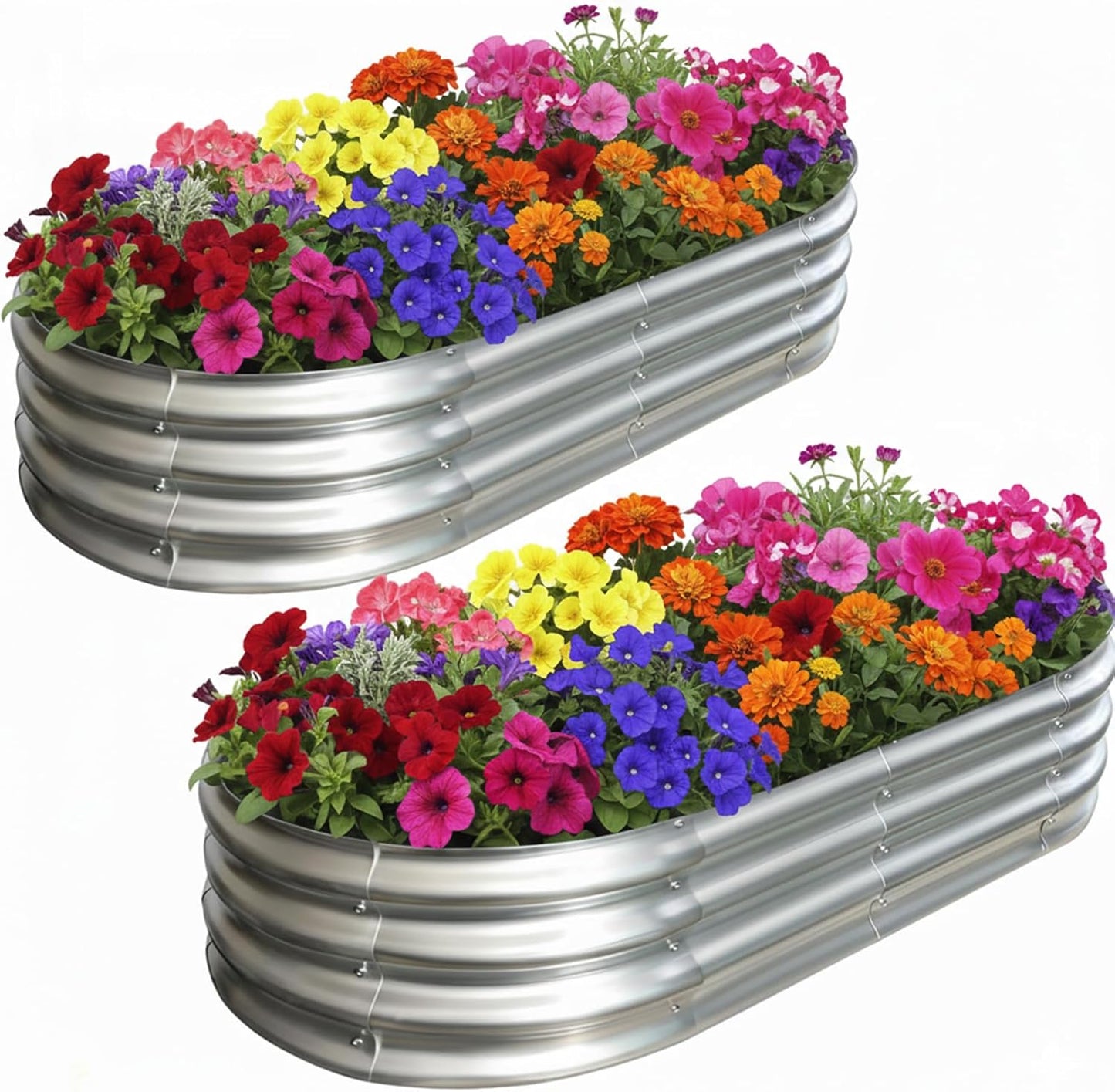 Cama de Jardín Elevada Galvanizada para Exterior: Kit de Contenedor de Plantas de Verduras de Metal Duradera de 4X2X1 pies - Caja de Plantador Ovalado para Jardinería y Canal de Flores