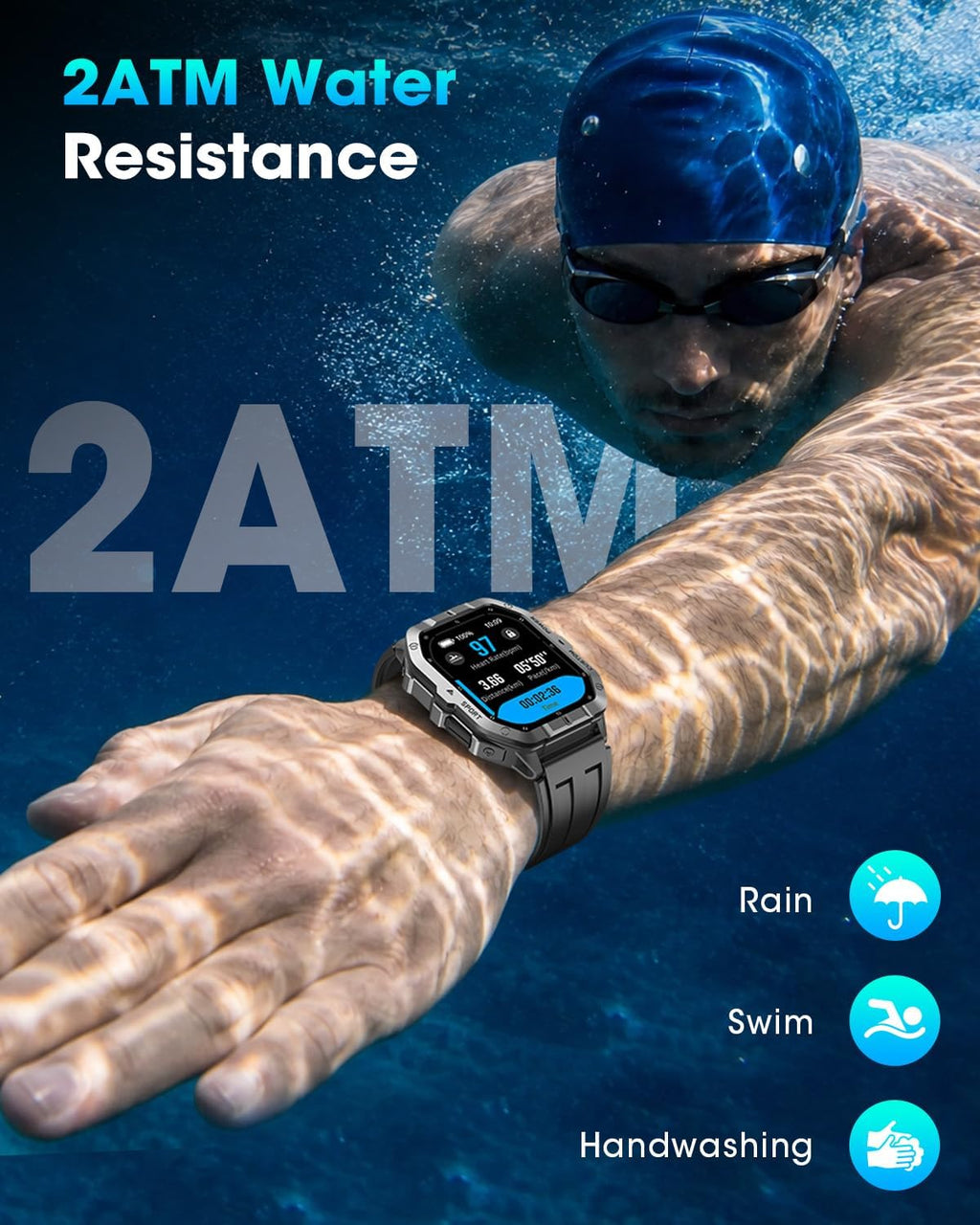 Relojes inteligentes militares para hombres, Smartwatch FitnessTrac...