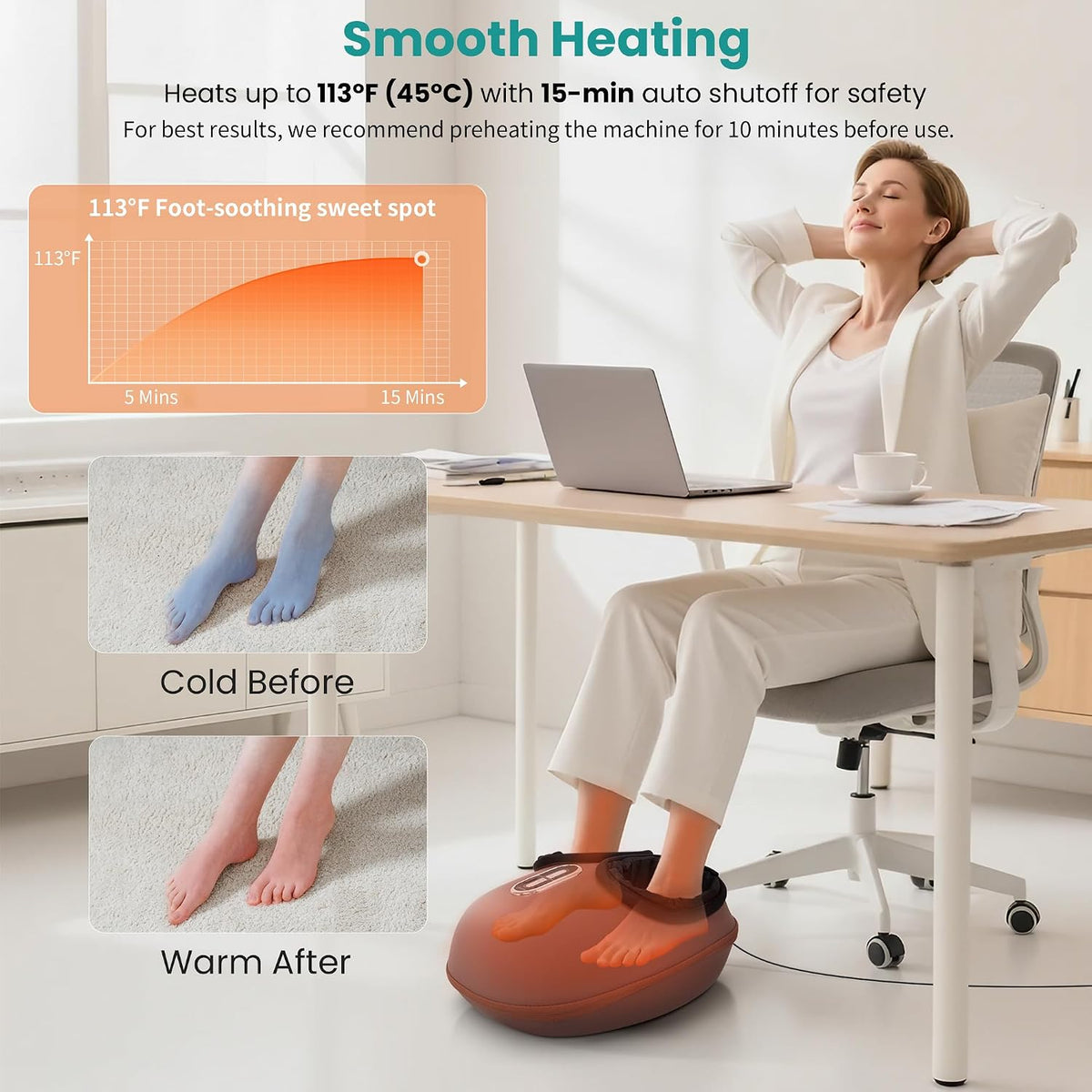 Nekteck Shiatsu - Masajeador de pies con compresión de calor y aire...