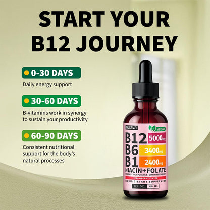 Paquete de 2 gotas líquidas de vitamina B12 y B6, complejo de vitam...