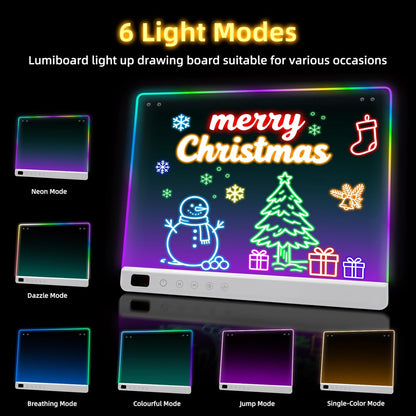 Lumiboard Tablero de dibujo LED con 13 efectos de luz, 16 pulgadas,...