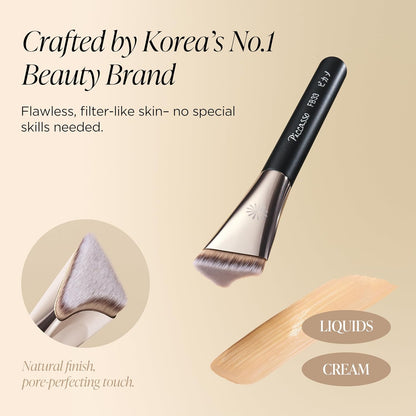 Piccasso FB33 - Cepillo de base con esponja 6P – Cepillo de tapa para base líquida y crema, rellena los poros con cerdas suaves para un maquillaje facial suave e impecable, herramienta profesional de