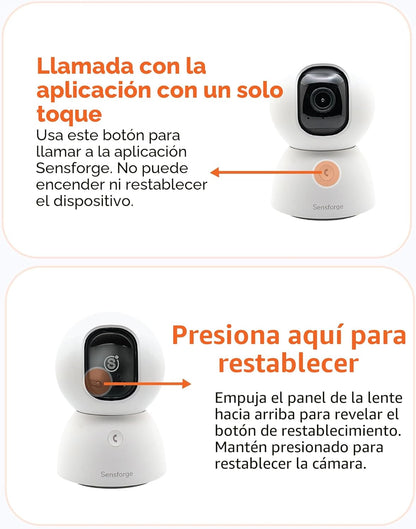 SensForge Cámara de seguridad Pan-Tilt de 2.5K, cámara WiFi de dobl...
