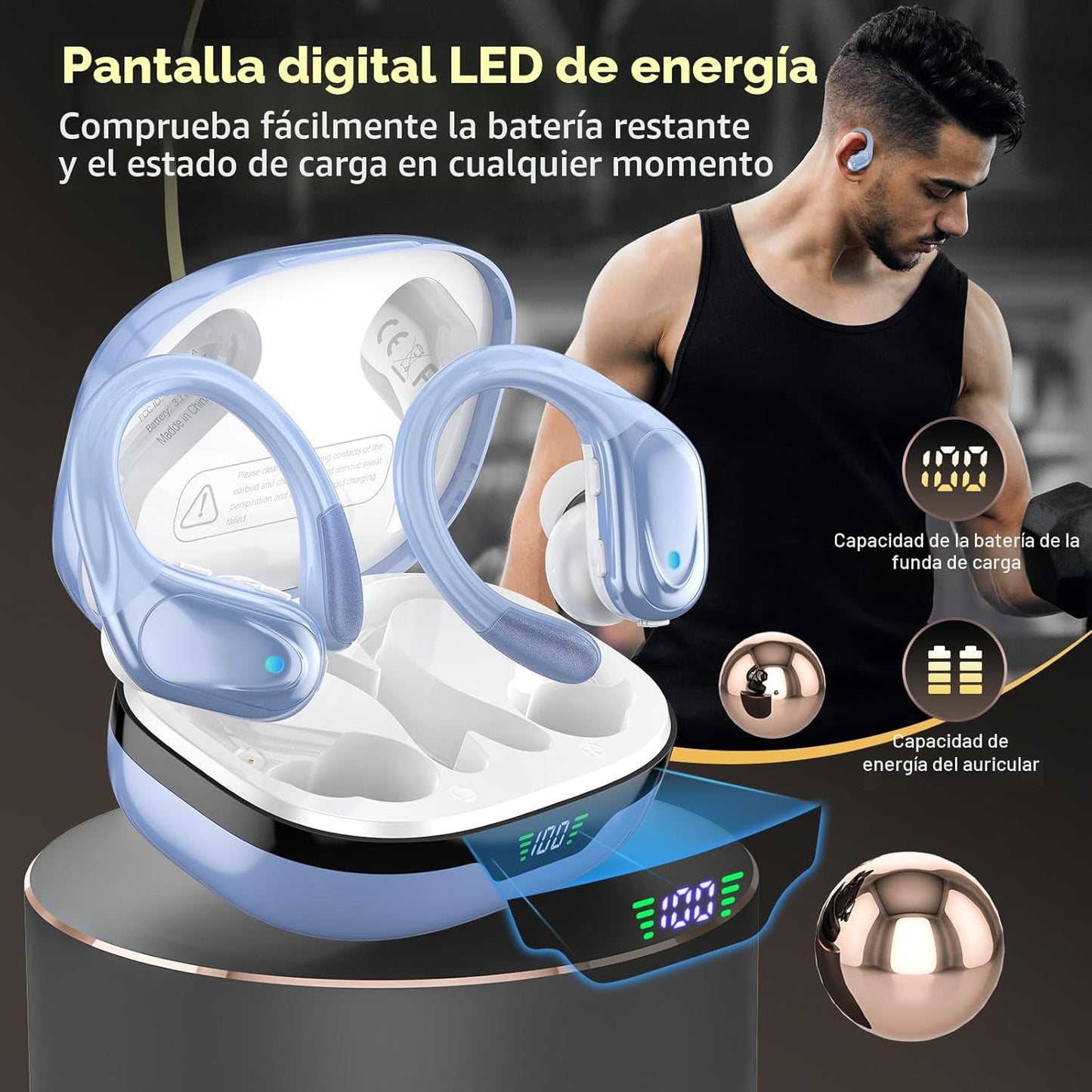HAOYUYAN Auriculares inalámbricos, auriculares Bluetooth, auricular...