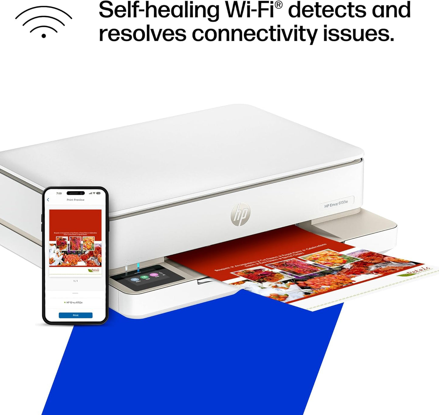 HP Envy 6155e Impresora inalámbrica todo en uno de inyección de tinta a color, Portobello, Imprimir, escanear, copiar, Impresión dúplex Ideal para el hogar, prueba de 3 meses de Instant Ink incluida