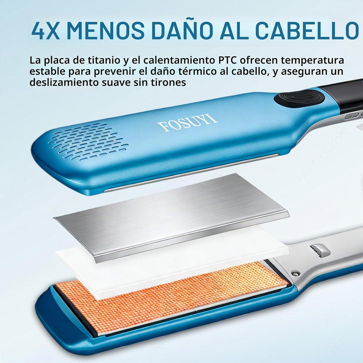 FOSUYI Plancha de pelo profesional, plancha plana de alta temperatu...