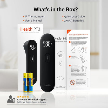 iHealth Termómetro digital sin contacto para la frente para adultos...