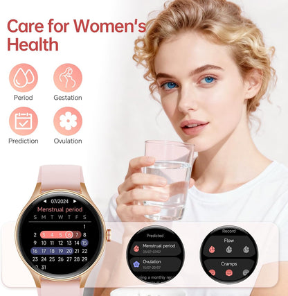 Woneligo Reloj inteligente para mujer, reloj AMOLED de fitness con...