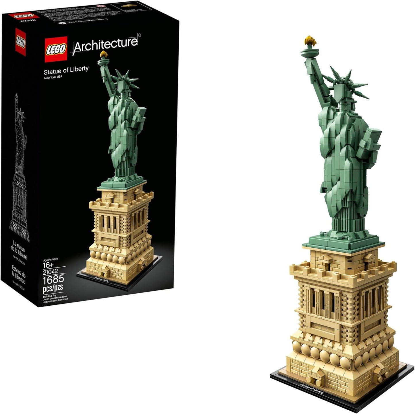 LEGO Architecture 21042 Set de Construcción de la Estatua de la Libertad - Recuerdo Coleccionable de la Ciudad de Nueva York, Decoración Creativa para el Hogar o Centro de Mesa para la Oficina, Gran