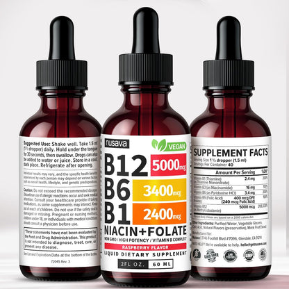 Paquete de 2 gotas líquidas de vitamina B12 y B6, complejo de vitam...