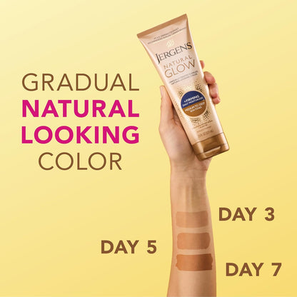 Jergens Natural Glow + Loción corporal autobronceadora reafirmante,...