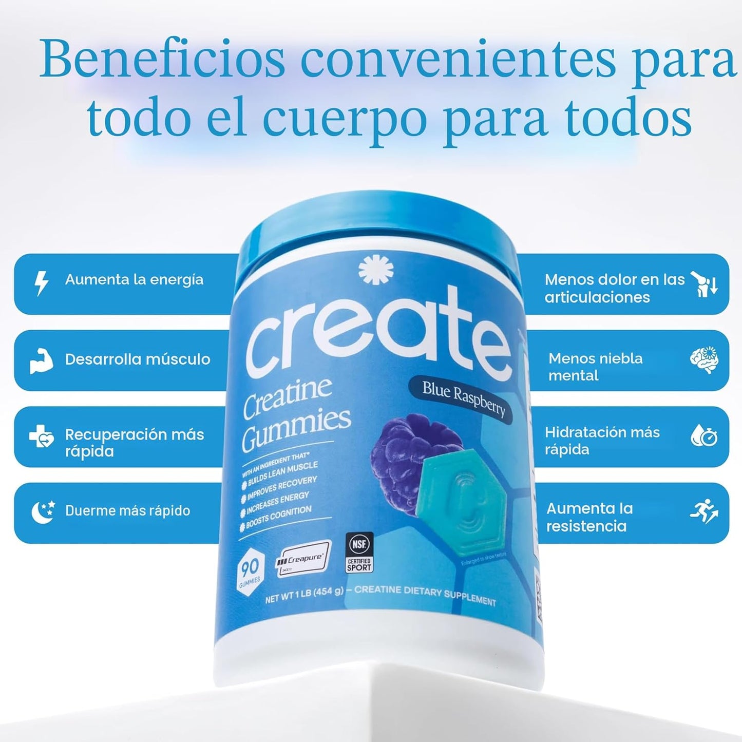 Create Gomitas de monohidrato de creatina para hombres y mujeres, a...