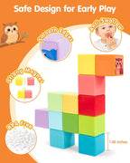 Hahaland Juego de pesca Montessori y juguetes de tren con bloques m...