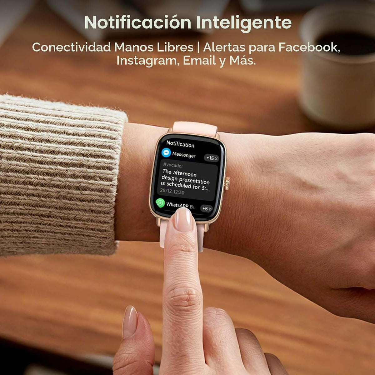 Reloj inteligente para mujer, 1.85 pulgadas HD AMOLED Fitness Track...