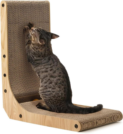 FUKUMARU Rascador para gatos, 18.7 pulgadas en forma de L, almohadi...
