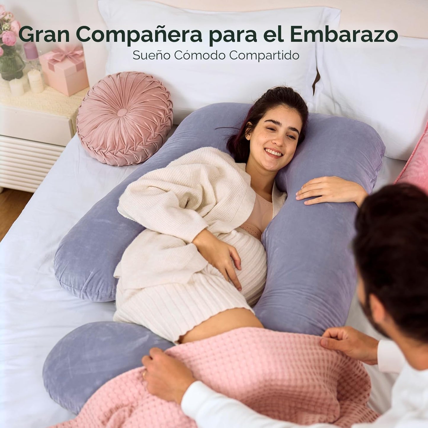 Momcozy Almohadas de embarazo para dormir, almohada de maternidad d...