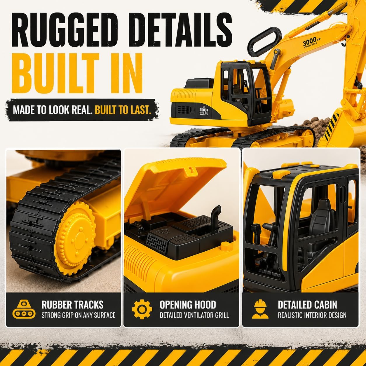 Juguete de excavadora para construcción de tamaño extra grande con...
