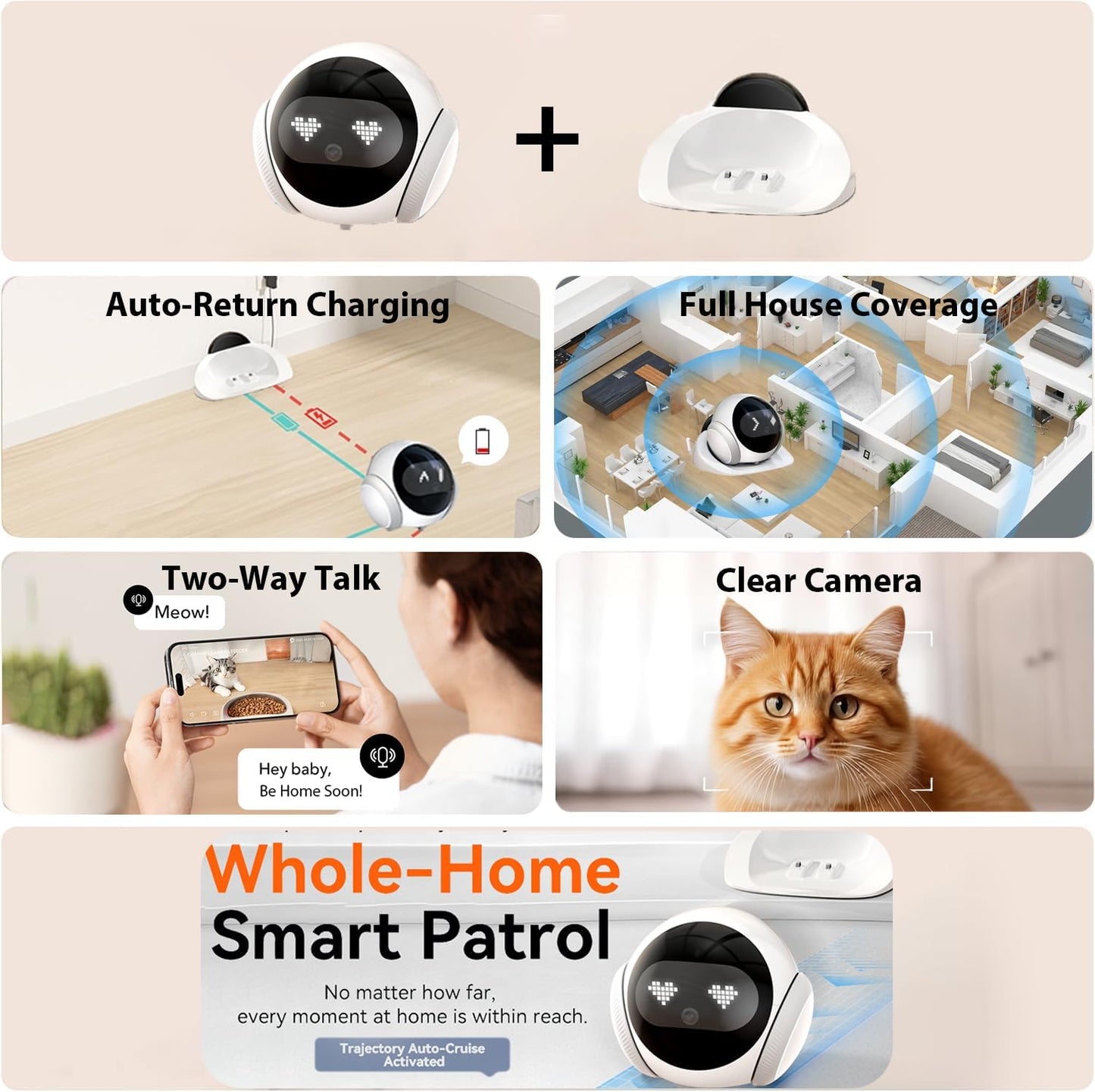 Cámara de seguridad para el hogar, robot para mascotas, cámara para...