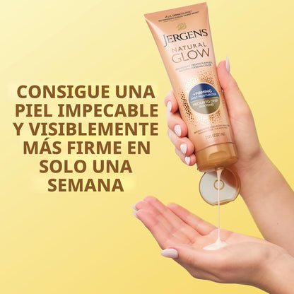 Jergens Glow natural + reafirmante, Tanner, Tanner sin sol para ton...