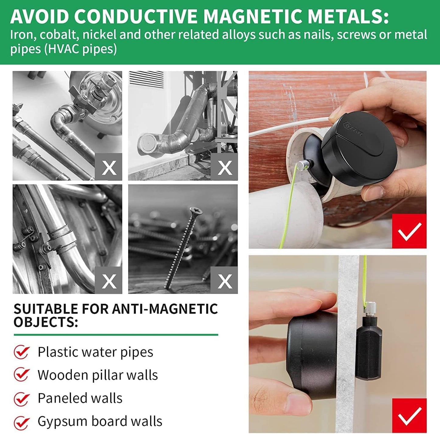 Zezzo Tirador de cable magnético Wiremag, herramienta de extracción...