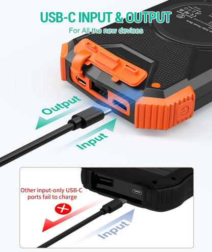 Blavor - Paquete de batería externa solar, cargador inalámbrico Qi...