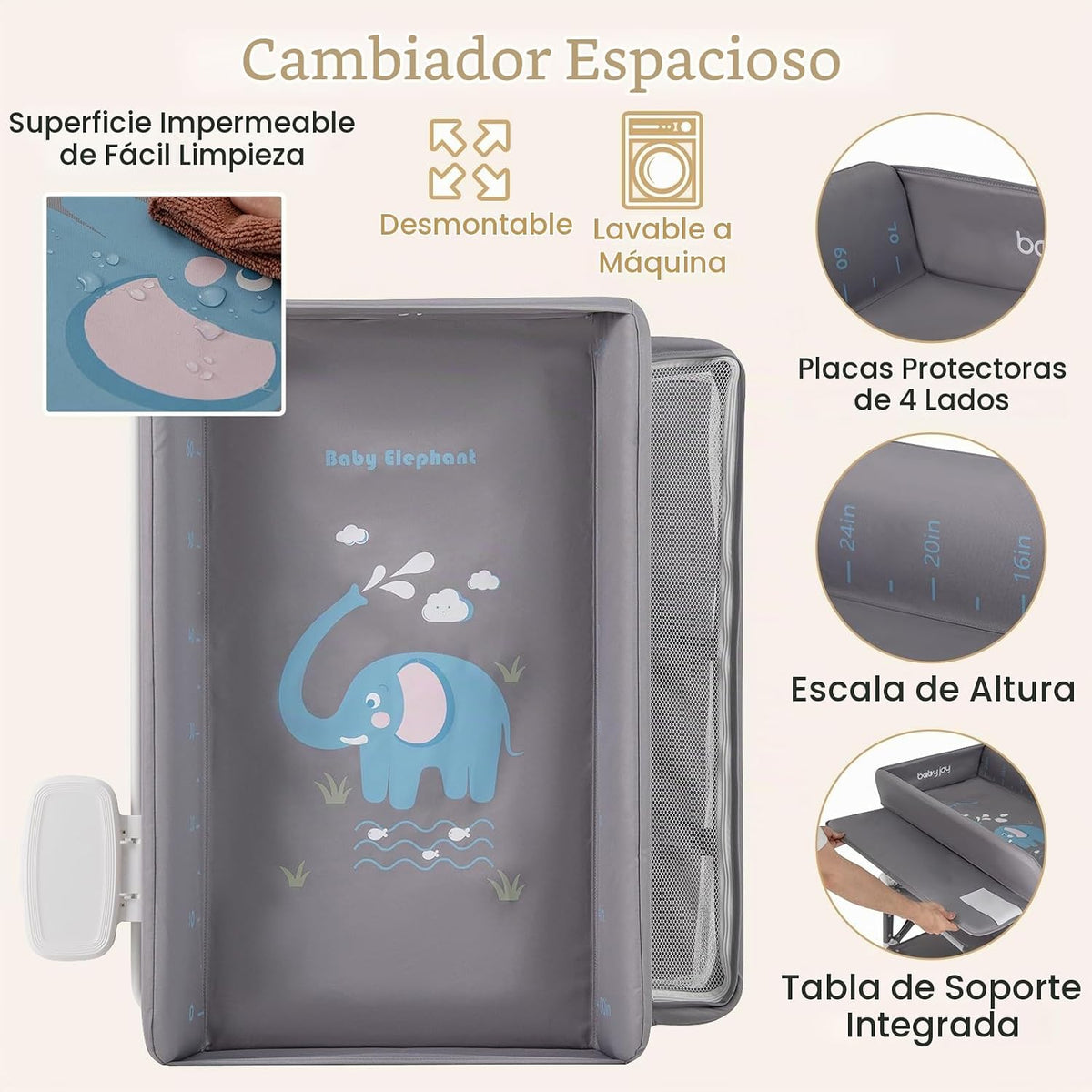 BABY JOY Cambiador portátil para bebé, estación de cambio de pañale...