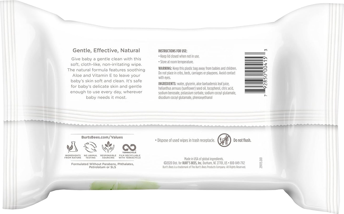 Burt's Bees Baby toallitas sin cloro, 72 unidades. El embalaje puede variar.