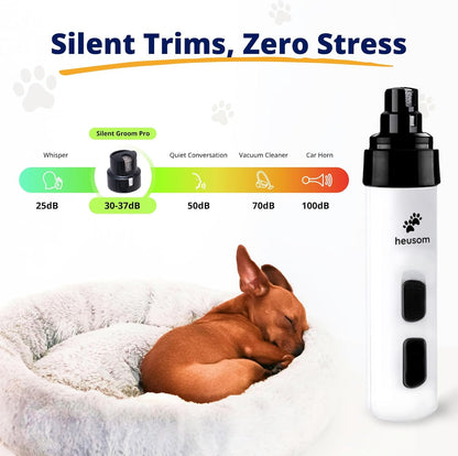Heusom Silent Groom Pro Molinillo de uñas para mascotas | Cortador...