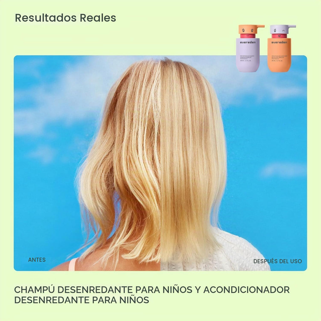 Evereden Champú y acondicionador desenredante para niños, probado p...