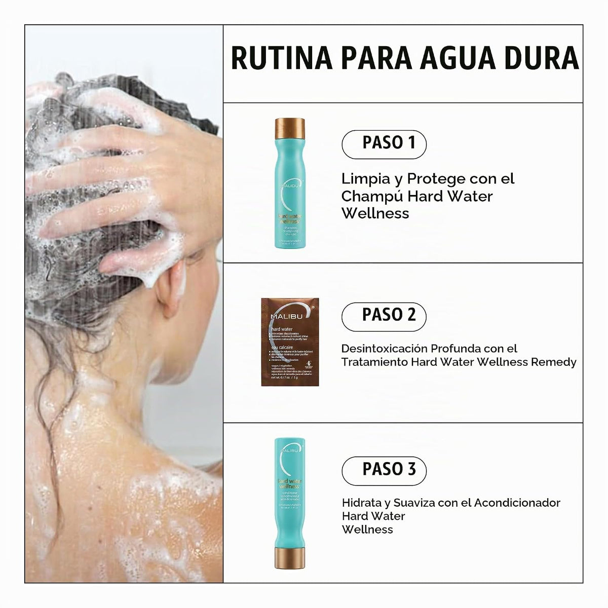 Malibu C Hard Water Wellness Remediy - Paquetes de champú de agua d...