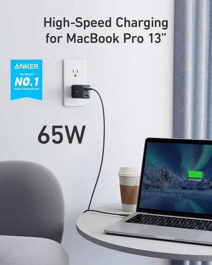 Anker Cargador 65 W 3 puertos rápido plegable USB C bloque
