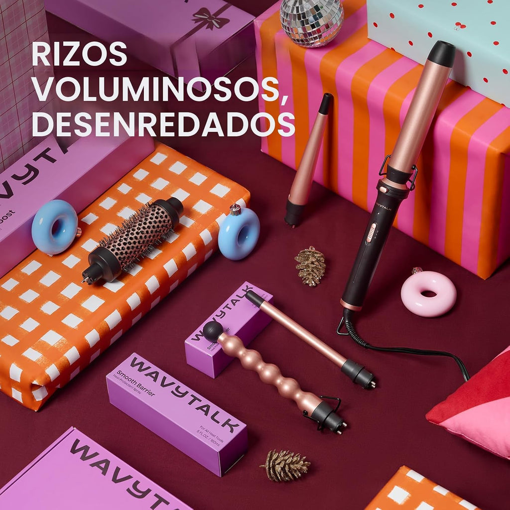 Wavytalk Juego de varita rizadora 5 en 1 con cepillo térmico y barr...