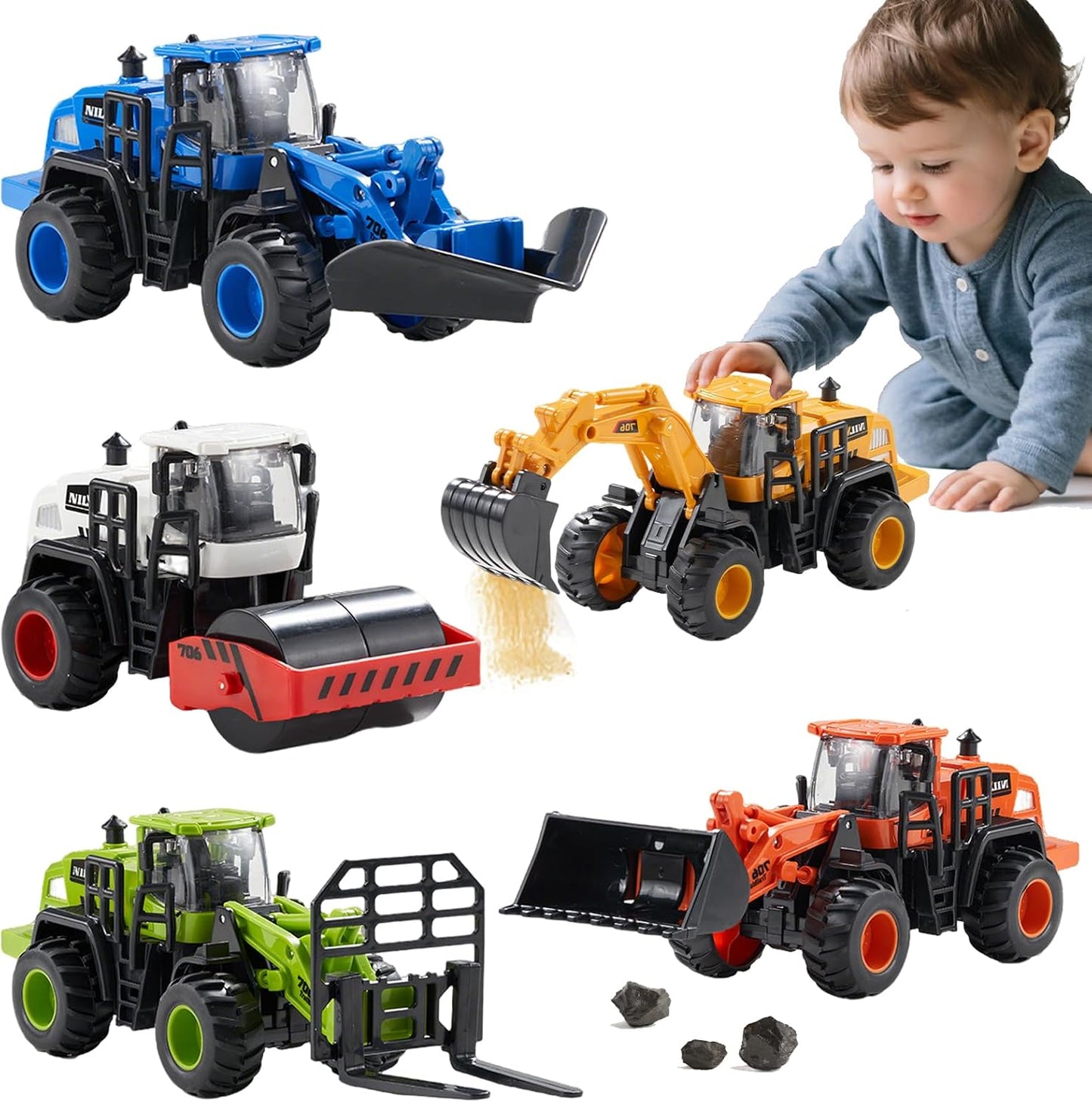Dimoarch Juguetes de camiones de construcción para niños pequeños |...