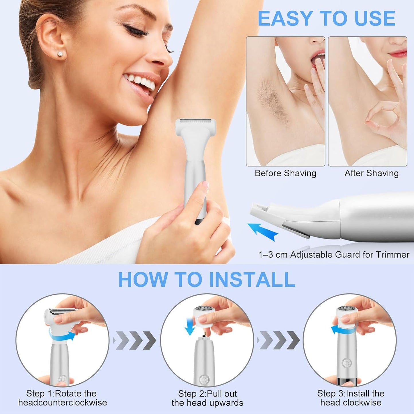 Kit de recortadora y afeitadora de bikini 6 en 1 para mujeres, reco...