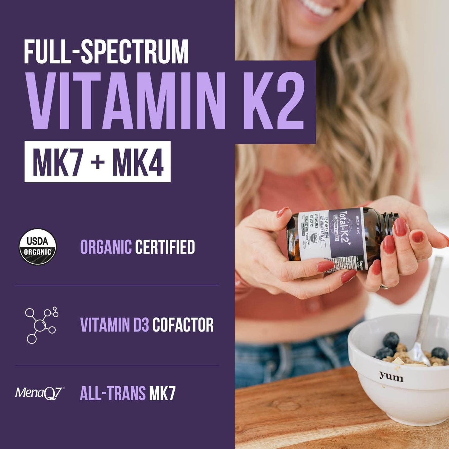 Total K2® | Vitamina K2 como MK7 y MK4 | Más K1 y Cofactor de Vitam...