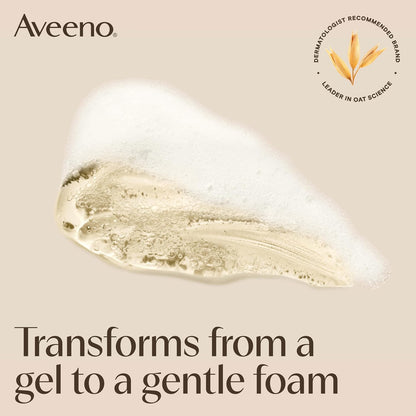 Aveeno Calm + Restore Limpiador espumoso para piel sensible, lavado facial diario que elimina suavemente el maquillaje y limpia la piel con avena calmante, altamisa y ácido hialurónico, sin fragancia
