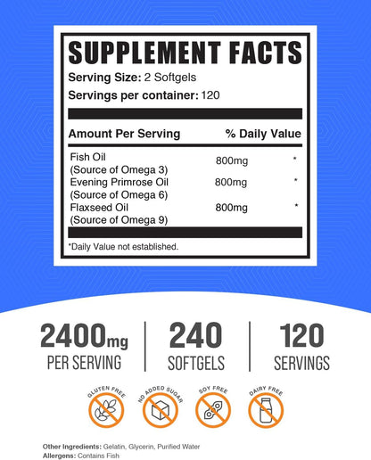 BulkSupplements. com Omega 3-6-9 cápsulas blandas - Suplemento trip...