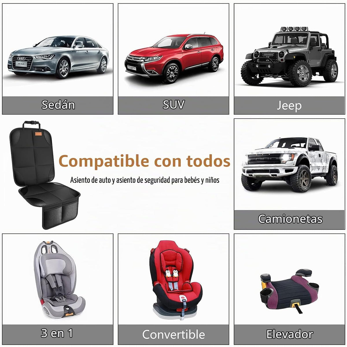 SMART ELF Protector de asiento de coche, acolchado más grueso y res...