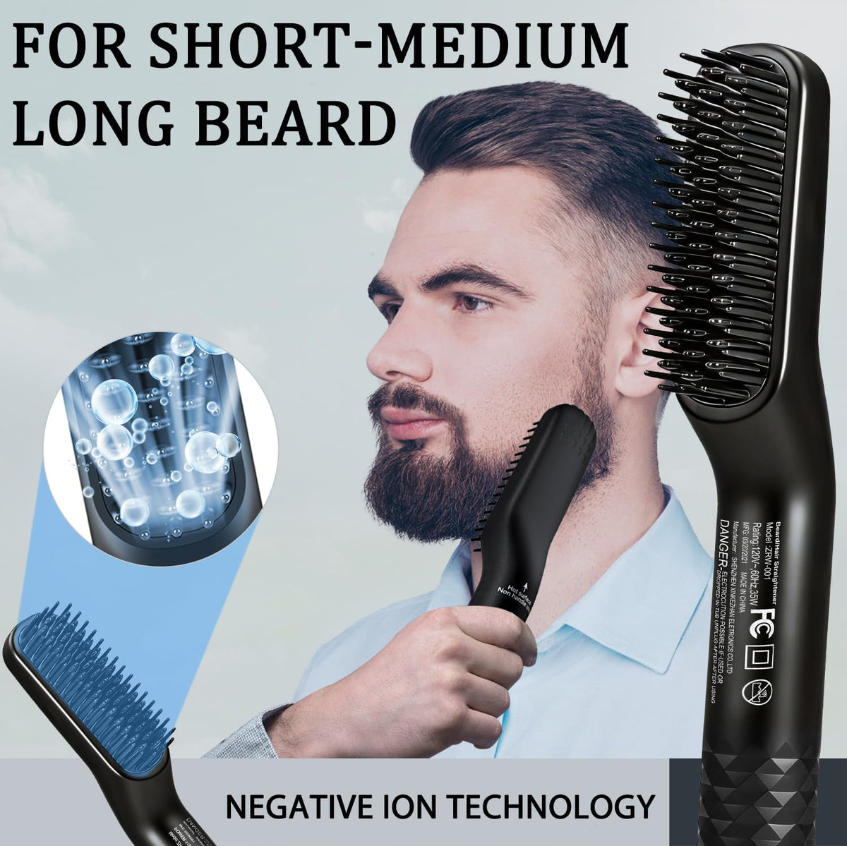 Alisador de barba para hombres, con peine de doble acción para todo...
