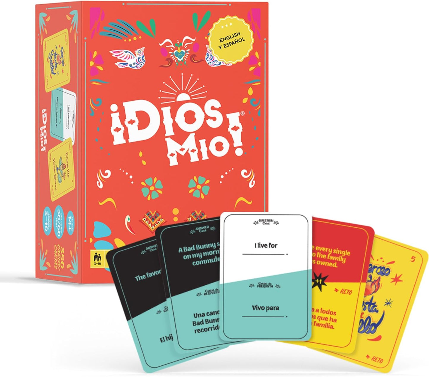 Dios Mio! Juego de fiesta latina - 275 cartas en inglés y español para latinos, mayores de 17 años y 2+ jugadores | 275 cartas en inglés para latinos, mayores de 17 años y 2+ jugadores