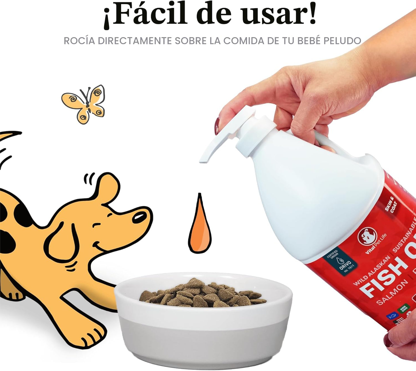 Aceite de pescado para perros - Piel y pelaje saludables, salmón, a...
