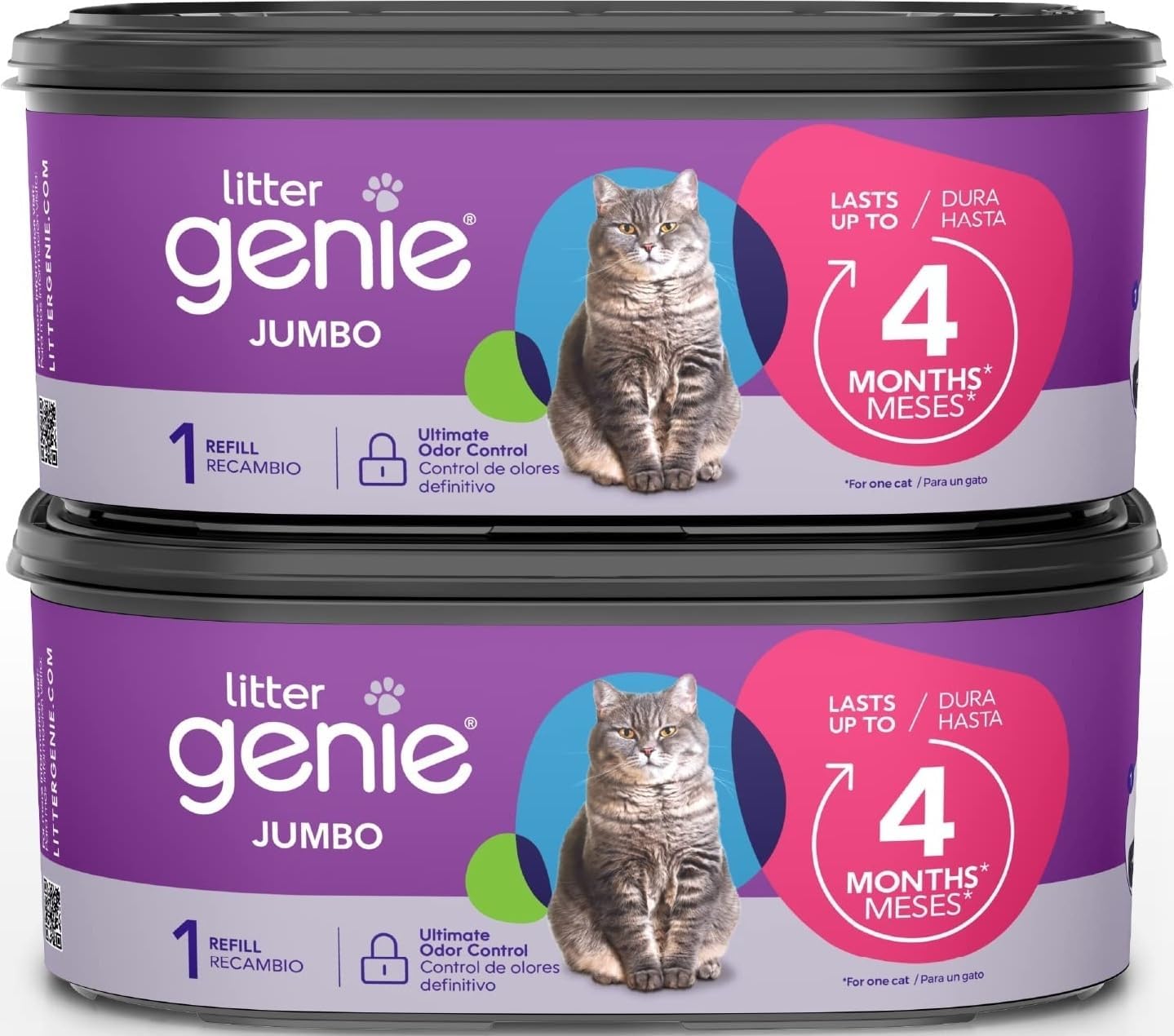Litter Genie Bolsas de repuesto | Paquete de 2 unidades jumbo, 56 p...